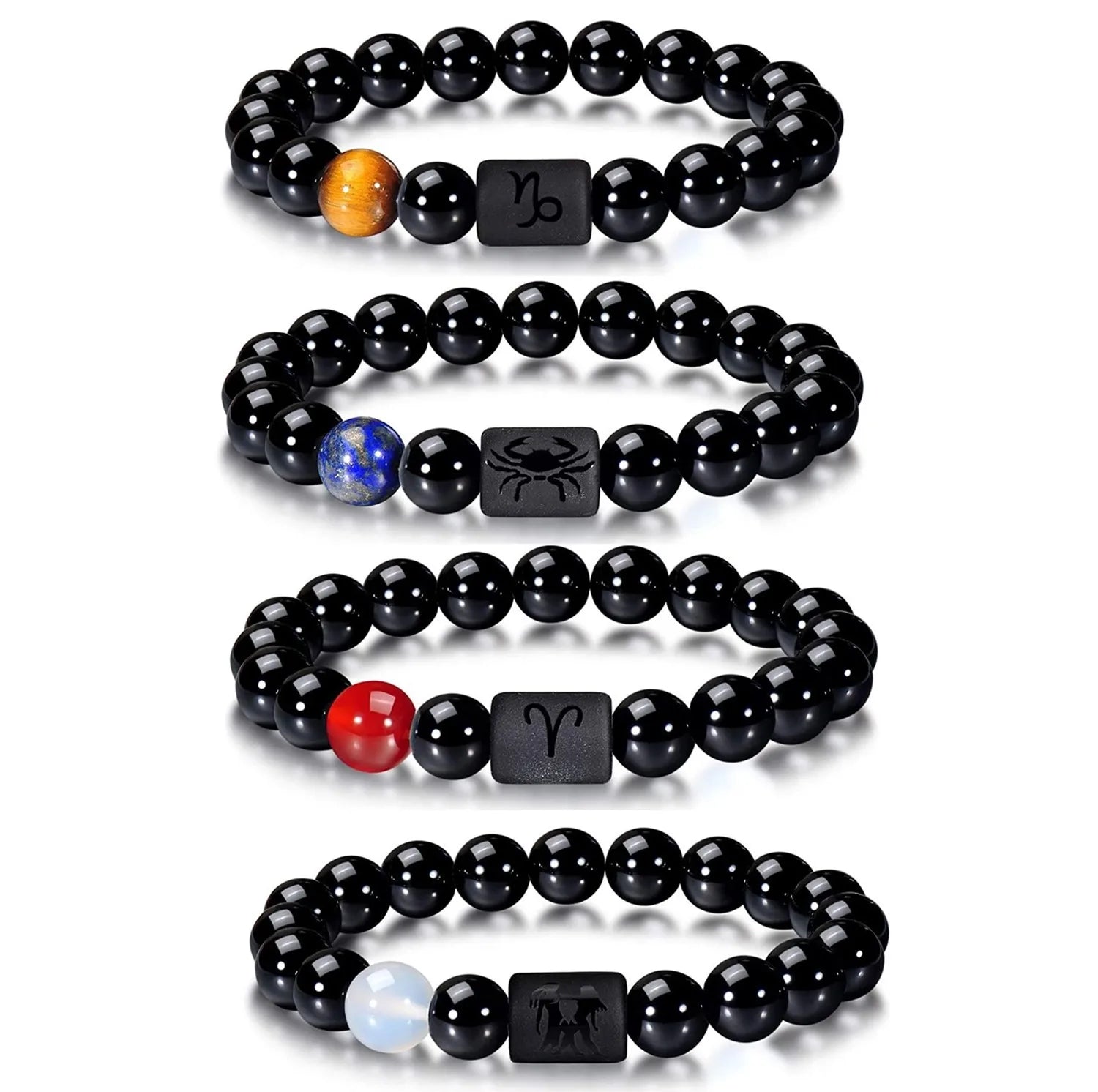 Wholesale 8mm Black Agate Crystal Yellow Tiger Eye Stone Beaded Bracelets for Men Women Elastic Hand Chains for Couple Jewelry
