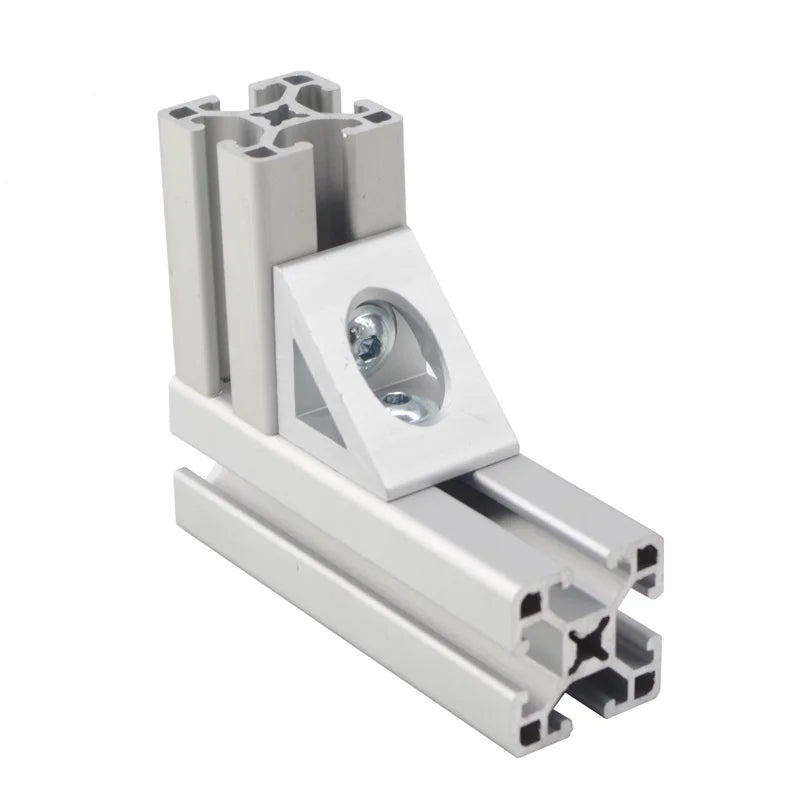 China Manufacturer Rohs   6389 1515 15 Series High Quality  Aluminium Corner Bracket 2 Hole Gusset Corner Bracket 10/15inches