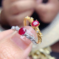 Hot Sale 925 Sterling Silver Bling Oval Cut Natural Ruby Red Ring Classic for Wedding Party Mainly Made Platinum