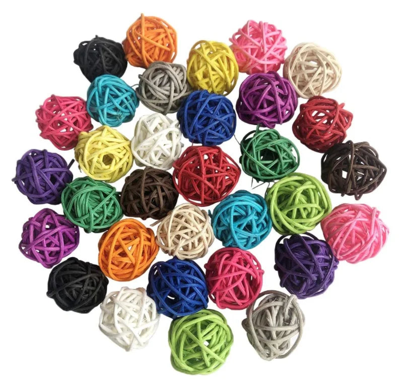 Customize Size Rattan Balls Wicker Ball Birds Toy Quaker Parrot Parakeet Chewing Toys Pet Bite Toys