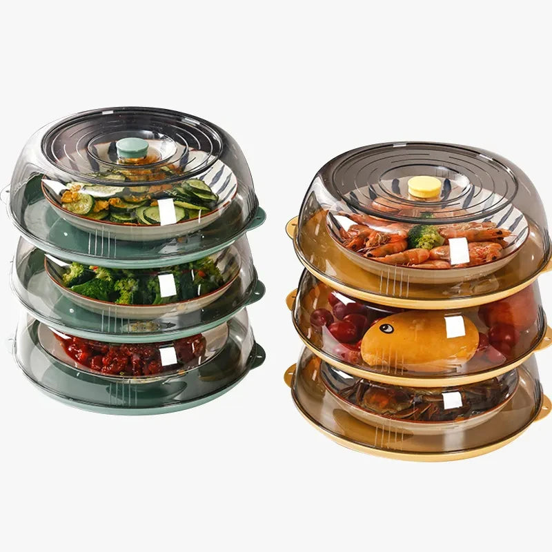 OWNSWING Reusable Multilayer Stackable Plastic Dome Insulation Warmer Food Cover Dust Proof Plate Round Dish Storage Covers Set
