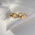 Ins Style 18k Gold Plate Singet Ring Stainless SteelEngraved Butterfly Ring Tarnish Free Butterfly Birth Peony Flower Rings