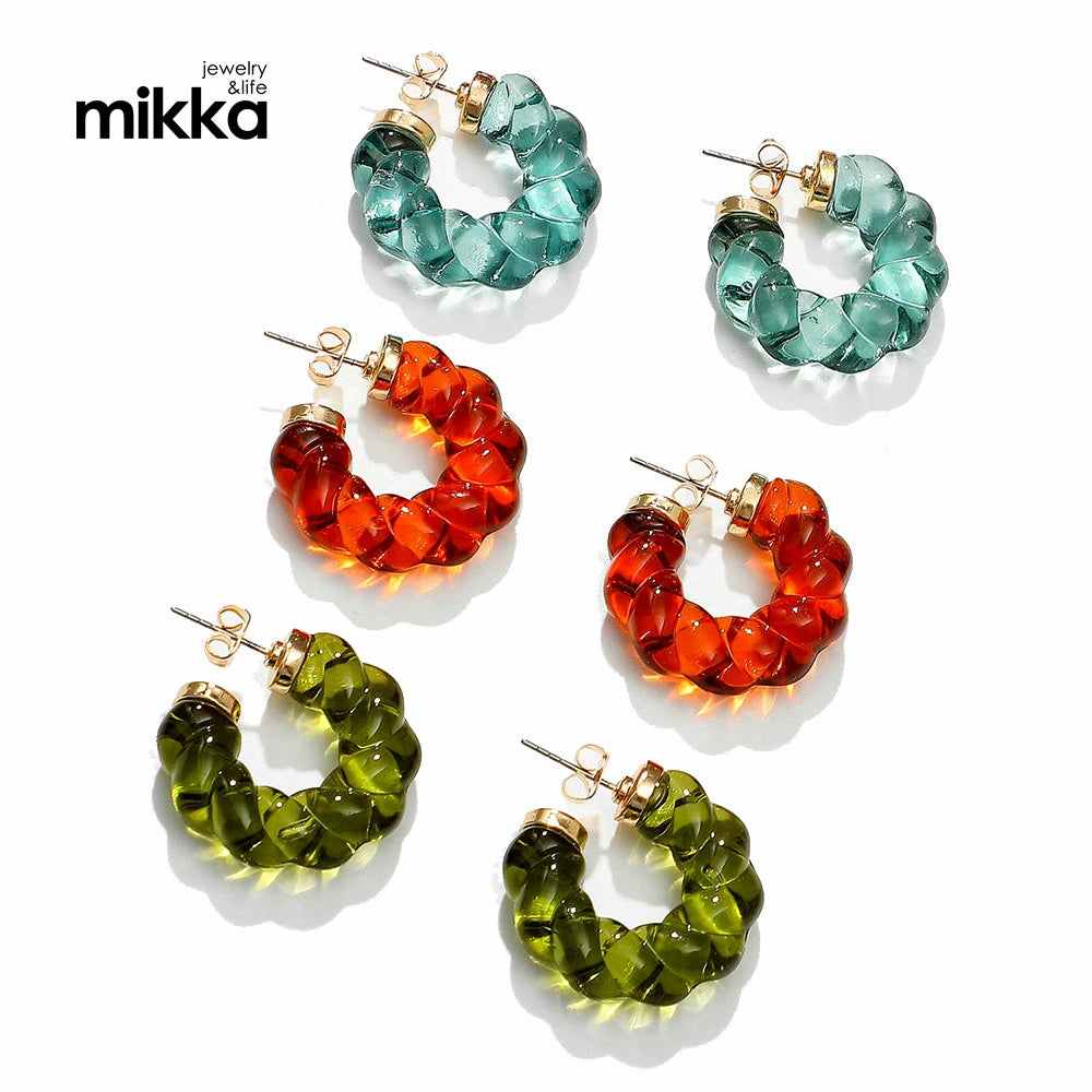 Fashion Women Acrylic Twist Huggie Earrings for Jewelry Accessories