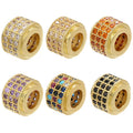 CZ6699 Big Hole Black 18k Gold Silver Plated Thiny Cubic Zirconia Micro CZ Pave Spacer BeadsDiamond Pave Rondelle Spacers