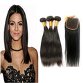 Order Now ! European Straight Hair Extensions Human Hair Bundles with Closure Set Aligned Cuticle Virgin Hair Wholesale Vendors