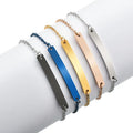18k Gold Plated Simple Chain Bracelet Exquisite Blank Bar Chain Stainless Steel Polished Charm Bracelet