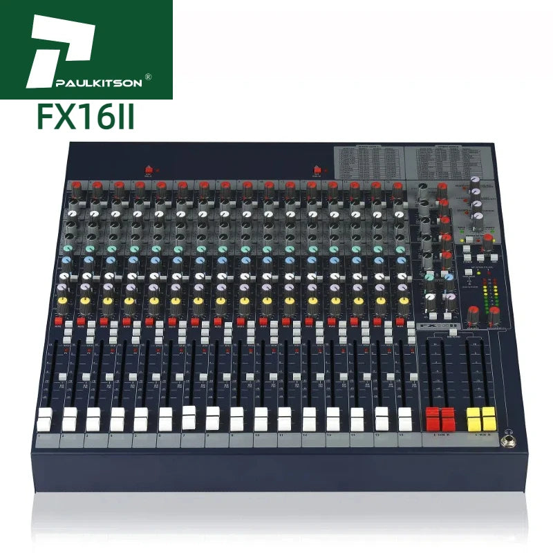 Paulkitson FX16II Digital 16-Channel Amplifier Metal Mixing Console Touch LCD Display XLR Interfaces for Live Streaming