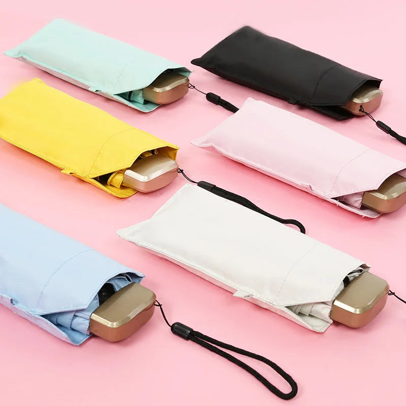 5 Fold Mini Personal Waterproof Umbrella Small Folding Women Gift Ladies Girls Light Compact Pocket Uv Capsule Umbrella