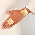 Jachon Exaggerated  Geometric square Cuff Female Bracelet Ring Jewelry Set Fashion Bracelets Bangles