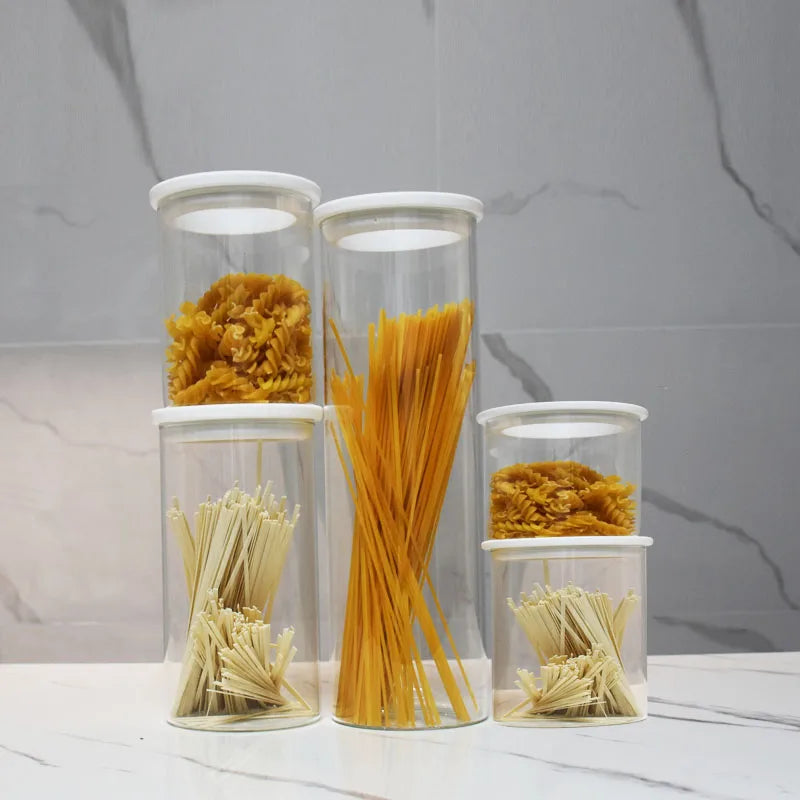 Airtight Glass Jar ContainerClear Glass Canister with Lid Food Storage Jars for Kitchen
