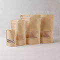 Wholesale Plastic Kraft Paper Food Bag ZipLock Brown Stand up Pouch Kraft Paper Bags with Matte Window