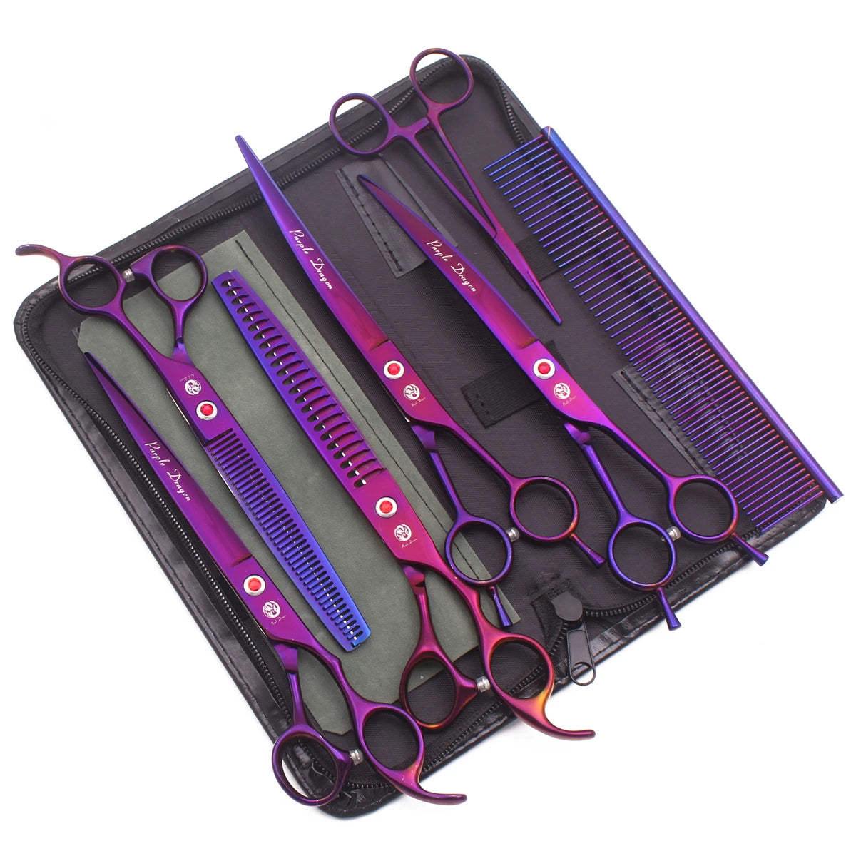 Professional Dog & Cat Grooming Stainless Steel Scissors 8" Curved Blades Thinning Shears for 54-56HRC Z3005 Model