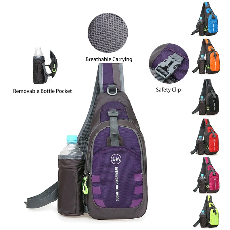 Latest Design Polyester With Water Bottle Custom Logo Outdoor Casual Travel Unisex Summer Sling Bag