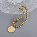 Custom Hypoallergenic Stainless Steel Ball Bracelet 18k Gold Round Circle Charm Beads Bracelet for Couple Link Bracelet Chain