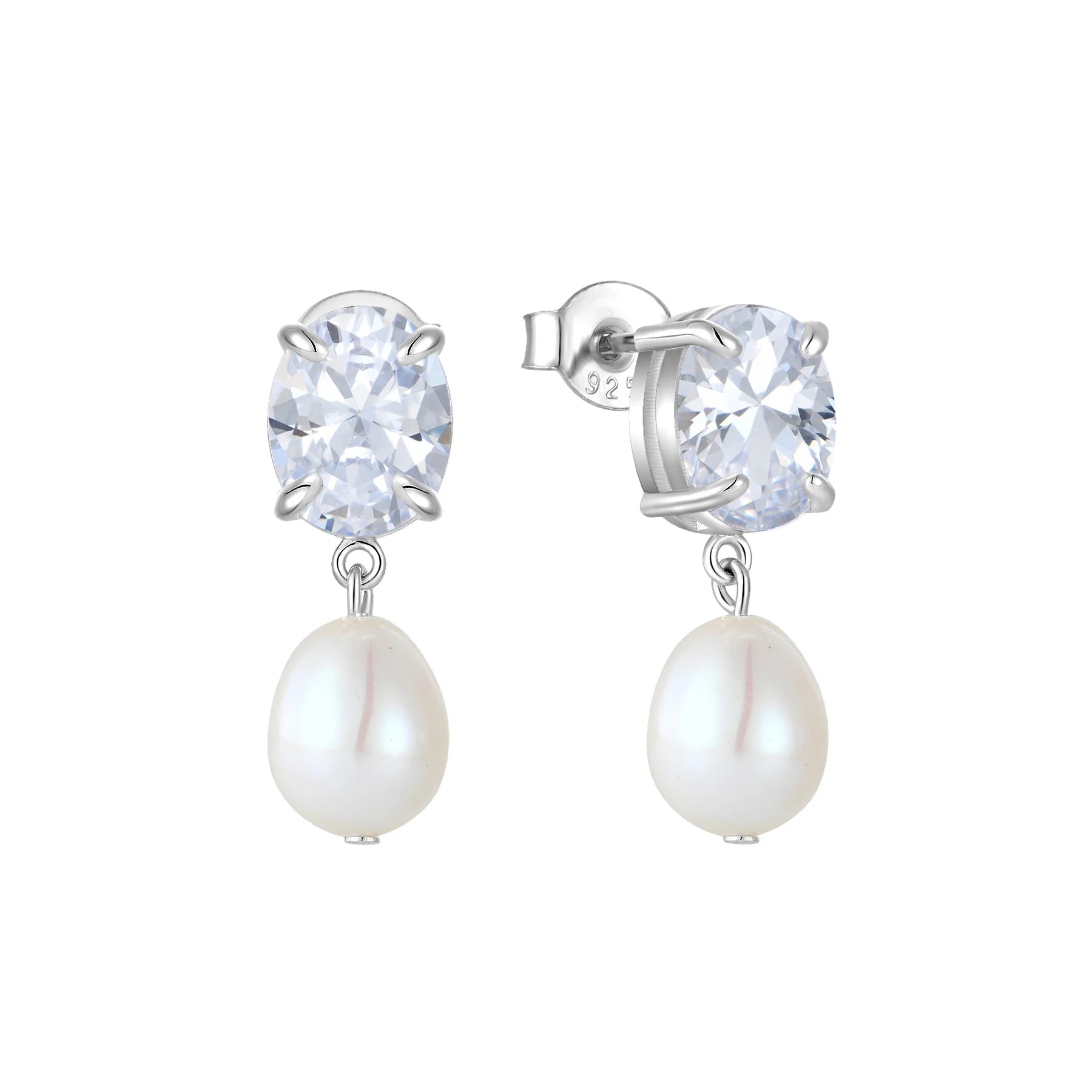 QX Custom Luxury Fine Lovely Jewelry 925 Sterling Silver Zircon Mother Pearl Dangle Drop Earrings Women Gift