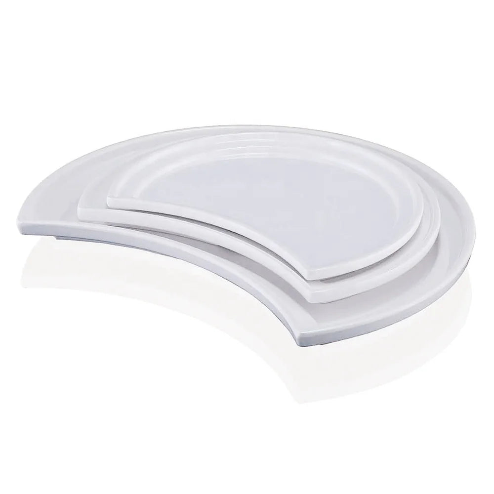 Manufacturing Restaurant Dinnerware 11 Inch Moon Shape White Melamine Charger Plate