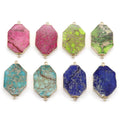 Huiying Healing Crystal Rose Quartz Octagon Pendant Plated Gold Single Slice Raw Stone Pendant Necklace Jewelry