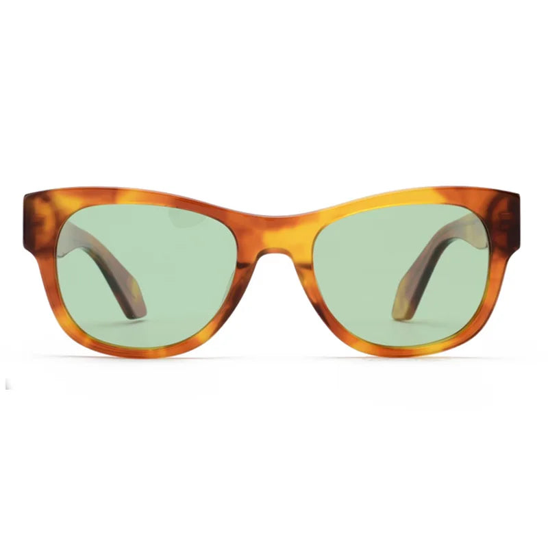 2024 Most Popular Unique High-End Square Polarized Acetate Sunglasses for Women Tortoise Green Lens with White Pink Beige Frames