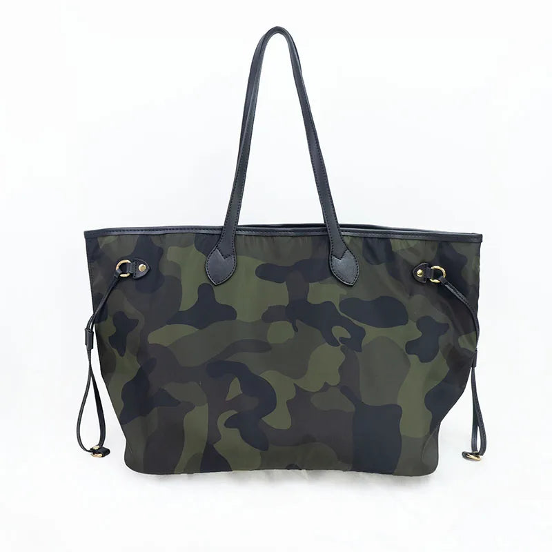 Hot Sell Winter Fall Gold Hardware Vegan Leather PU Handle and Edge Nylon Tote Bag Women Handbag