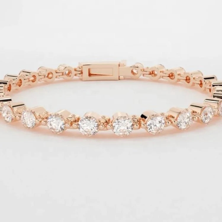 Custom High End Luxury Jewelry 14K 18K Hpht Cvd Lab Grown Artificial Diamond Round Cut Lab Created Diamond Tennis Bracelet MegaBDM