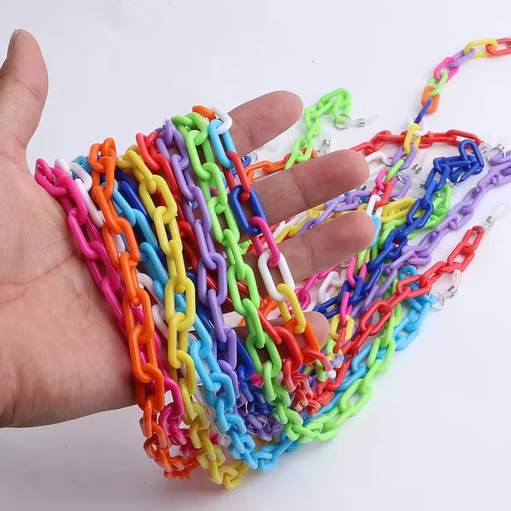 Factory Price 2024 Stylish Retro Color Acrylic Long Eyewear Chain Eyewear Accessories