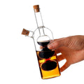 Modern Mouth Blown Borosilicate Glass 2-in-1 Oil & Vinegar Sauce Dispenser Set Cork Lid Multifunction Heatable Customizable Size