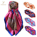 2025 New Women's Square-shaped Shawl Scarf Butterfly Pattern Gloss Satin 90 90cm Hijabs Turban Bandanas Headscarf New Silk