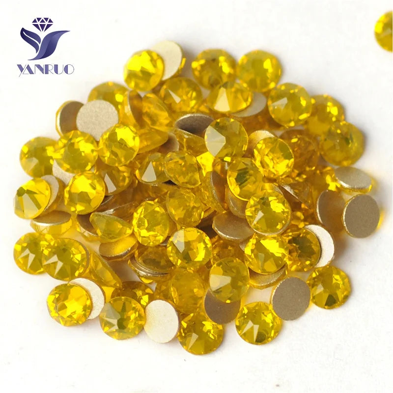 YANRUO Hot Sale Citine Color Strass  Rhinestone Crystal Stone Glass Crystal Rhinestone for Jewelry