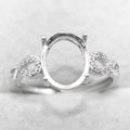 Sterling Silver 9*11mm Semi Mount Ring Empty Frame Blank Support Setting S925 Base Holder Without Center Stone for DIY Inlay