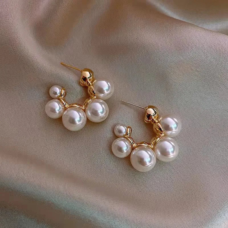 Factory Retro Earrings 2025 C-shaped Temperament Pearl Girls Earrings Design Irregular Fine Jewelry Earrings for Women