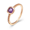 925 Sterling Silver Gold Plated Retro Geometrical Square Amethyst Cushion Ring Custom Napkin Printed Ring Arm Fine Jewelry