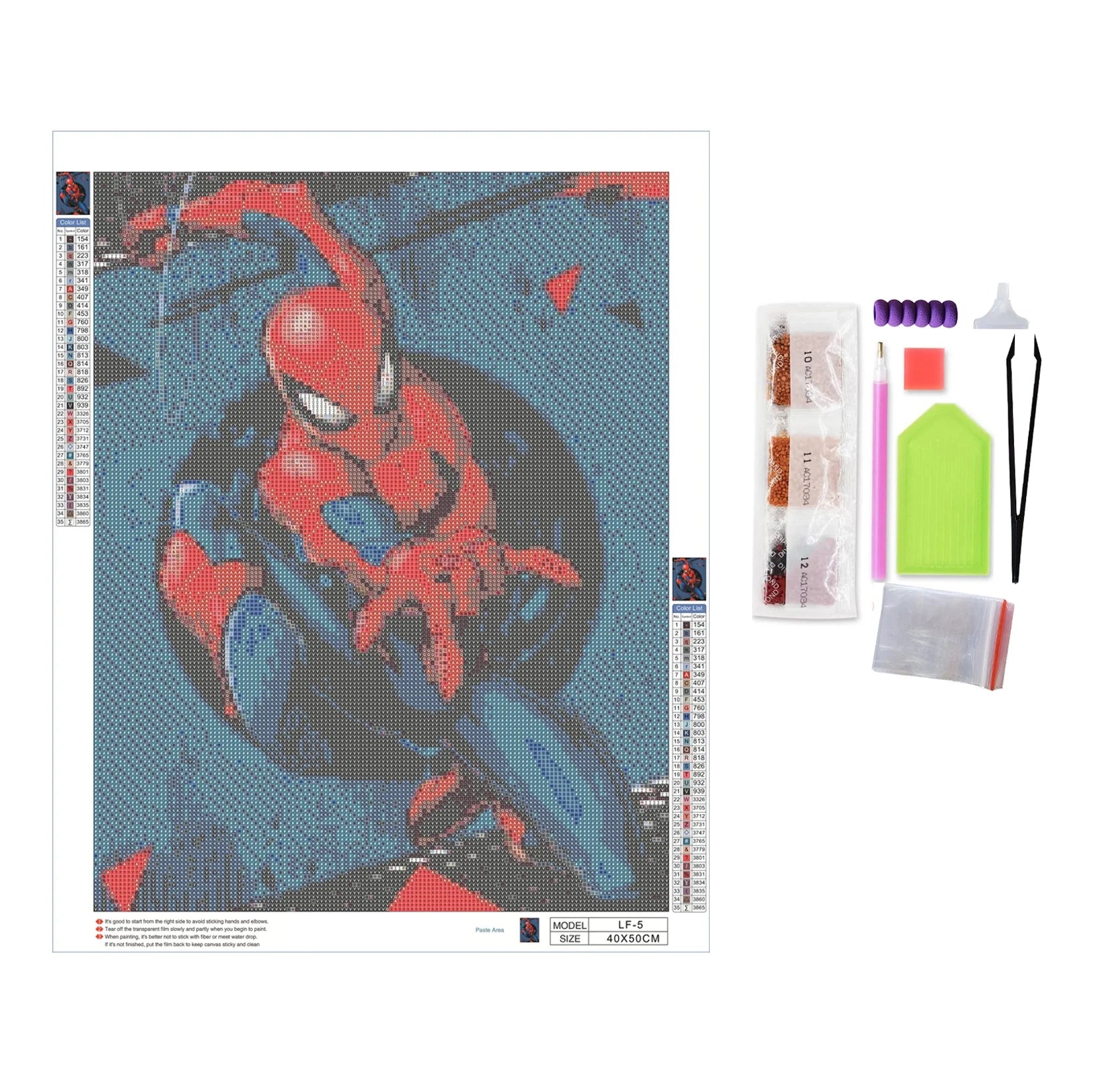 LS Custom 5D DIY Diamond Painting Kit 40x50 Size Spider-Man Canvas Dot Beads Painting Portrait for Home Hotel Decor