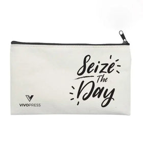 Customized Eco-Friendly Organic Cotton Canvas Shopping Bags Zipper Closure Punch Style Printed Pencil Case Cosmetic Gift Bags