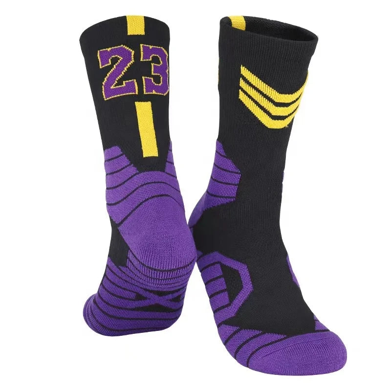 Wholesale Autumn Youth Basketball Socks Men Letter Crew Sport Unisex with Numbers Knitted Breathable