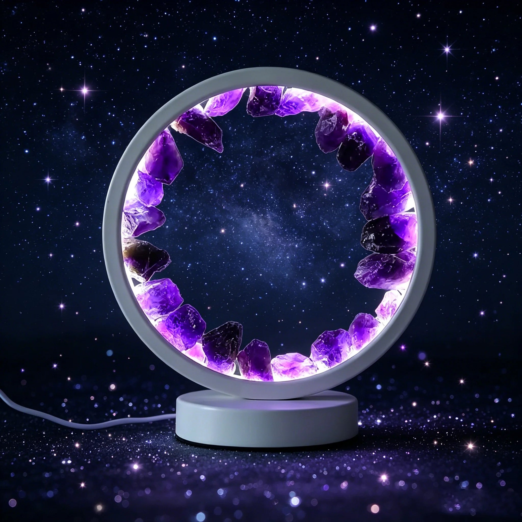 Natural Amethyst & Rose Quartz Lamp - Handmade Raw Crystal Night Light for Healing Energy (Wholesale)