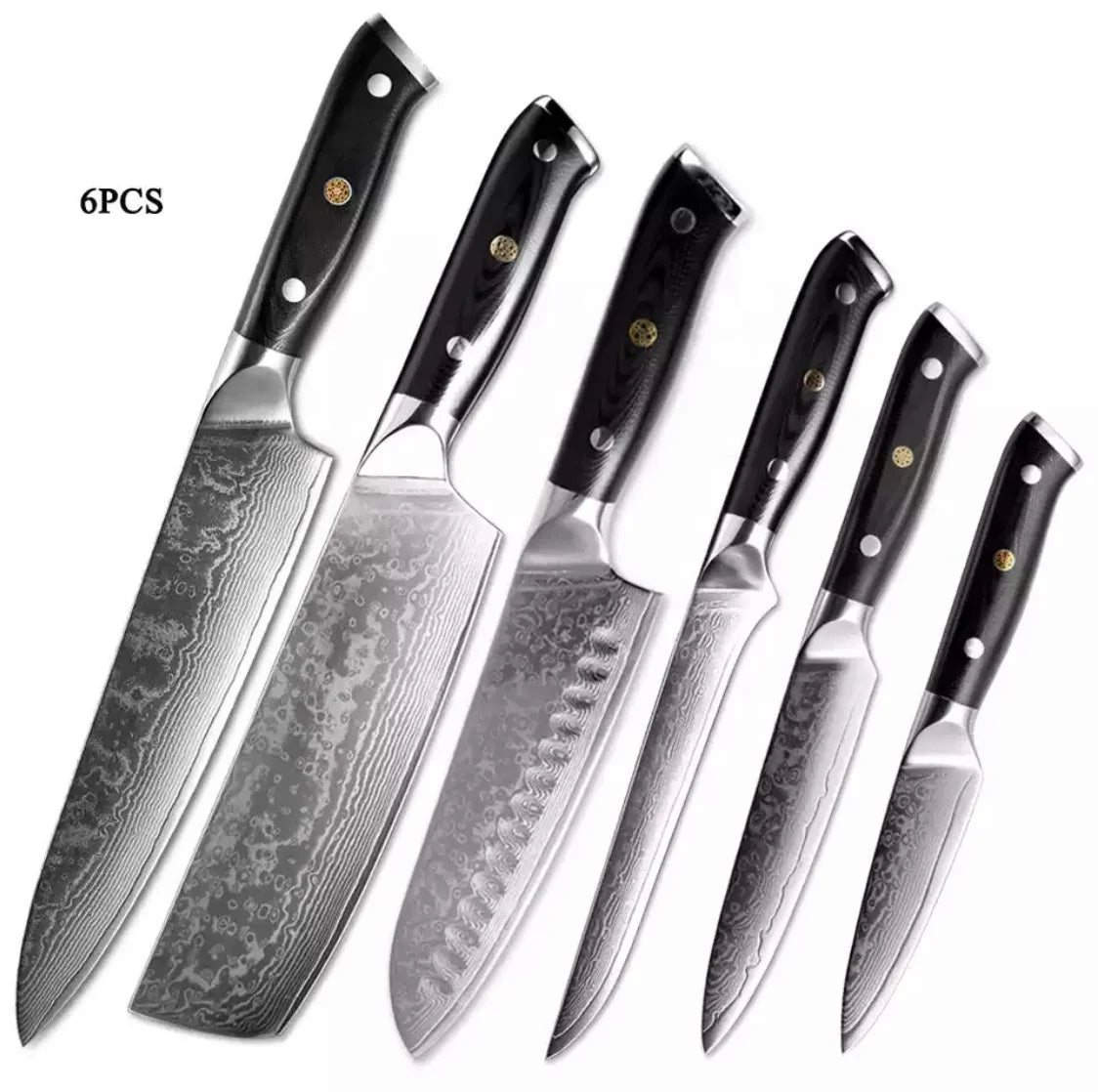Professional Japanese Kitchen Knife Set Handmade Santoku Chef Blanks Real 67-Layer VG10 Steel Damascus Metal Material