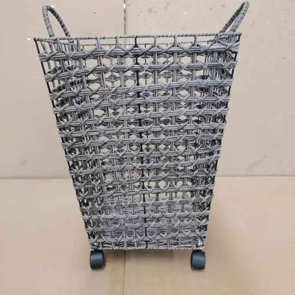 Rectangle PP Tubular Storage Basket with Wheels-Eco-Friendly Modern Laundry Basket