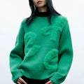 2023 Designer 100% Cashmere Long Sleeve Knitted Sweater for Women Solid Color Casual Style with Front Logo for Winter
