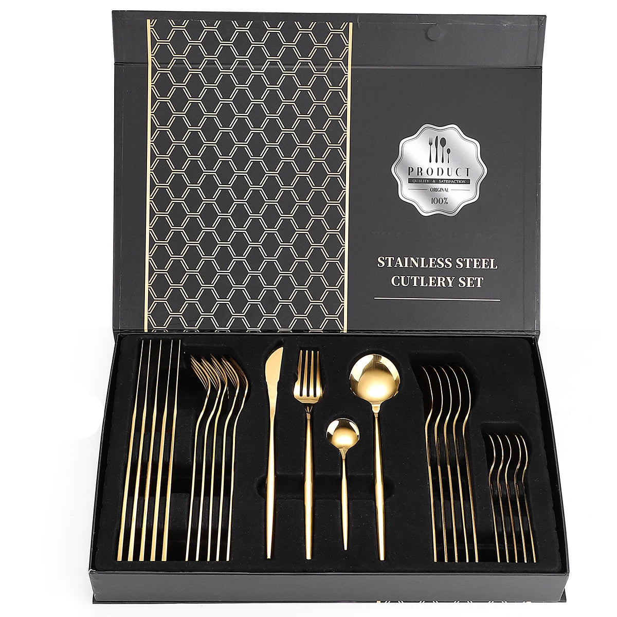 Wholesale 24-Piece Eco-Friendly Hotel Cutlery Set Reusable Flatware with Mirror Polish Stylish Rainbow Metal for Parties