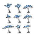 ASTM F136 Titanium 16G Helix Cartilage Earring Stud Zircon Labret Lip Tragus Nose Piercing Gold Plated Blue Crystal Jewelry