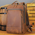 MARRANT Crazy Horse Leather Waterproof Travel Backpack 14 Inch Laptop Backpack Genuine Leather Backpack for Men
