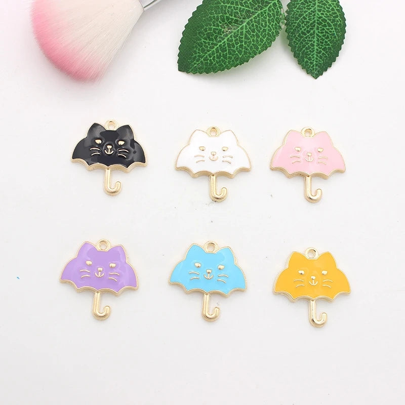 Cute Cat Enamel Charm Pendant Mushroom Toast Charm DIY Making Necklace Bracelet Earring Keychain Decoration Handicrafts