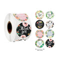 500pcs/Roll Black and White Stripe Floral Thank You Cute Round Sticker for Kids