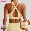 Janya Plus Size Fashionable Solid Color Classic Style Yoga Bra Breathable Four-Way Stretch Cross Back High Support Front Women