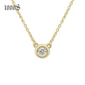 18K Real Gold Diamond Necklace Round Pendant  with Diamond Necklace