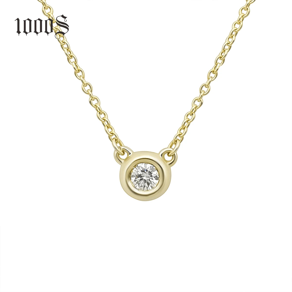 18K Real Gold Diamond Necklace Round Pendant  with Diamond Necklace