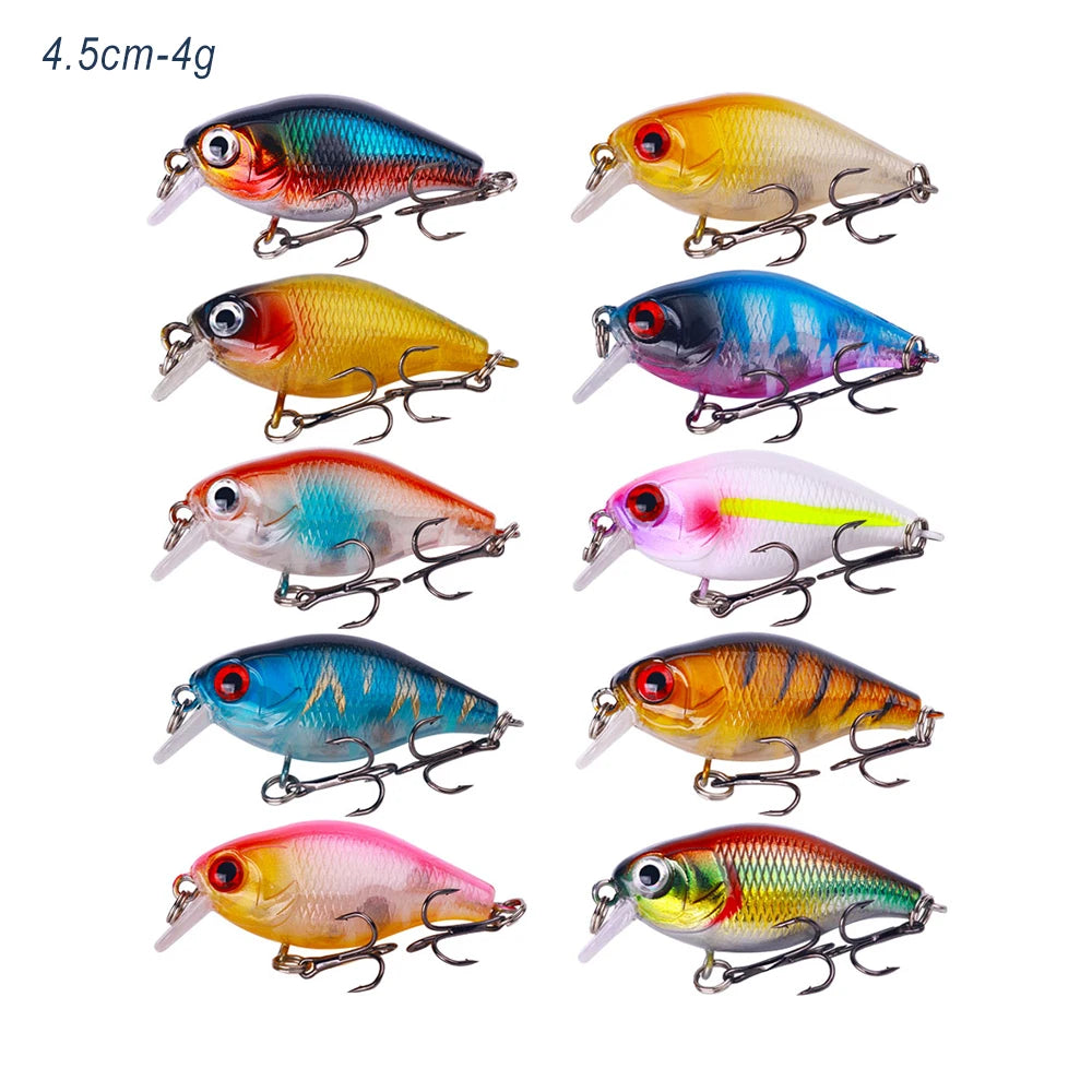 4.5cm 4g Crankbait Fishing Lures Bass Lures with 3D Eyes Hard Topwater Swimbait Baits for Bass Trout Freshwater Saltwater