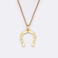 QIKU Luxury Horseshoe Shape Pendant Copper Gold Color Women Necklace Personalised Unisex Jewelry Accessory Customized Wholesale