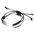 Minimalist Adjustable Rope Bracelet Stainless Steel Bar Mens Womens Friendship Jewelry