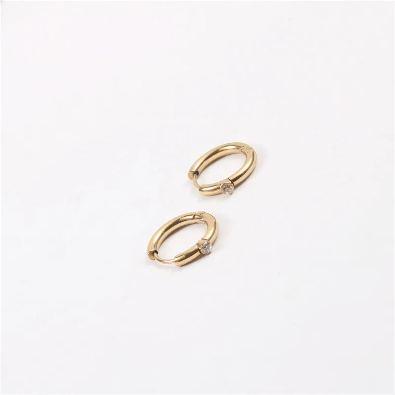 New Tarnish Free & Waterproof Dainty Zirconia Hoop Earrings Stainless Steel Earrings